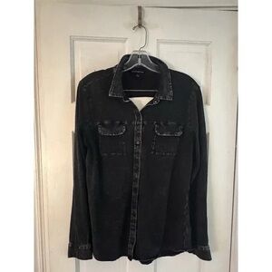 Black Denim Button-Up Shirt